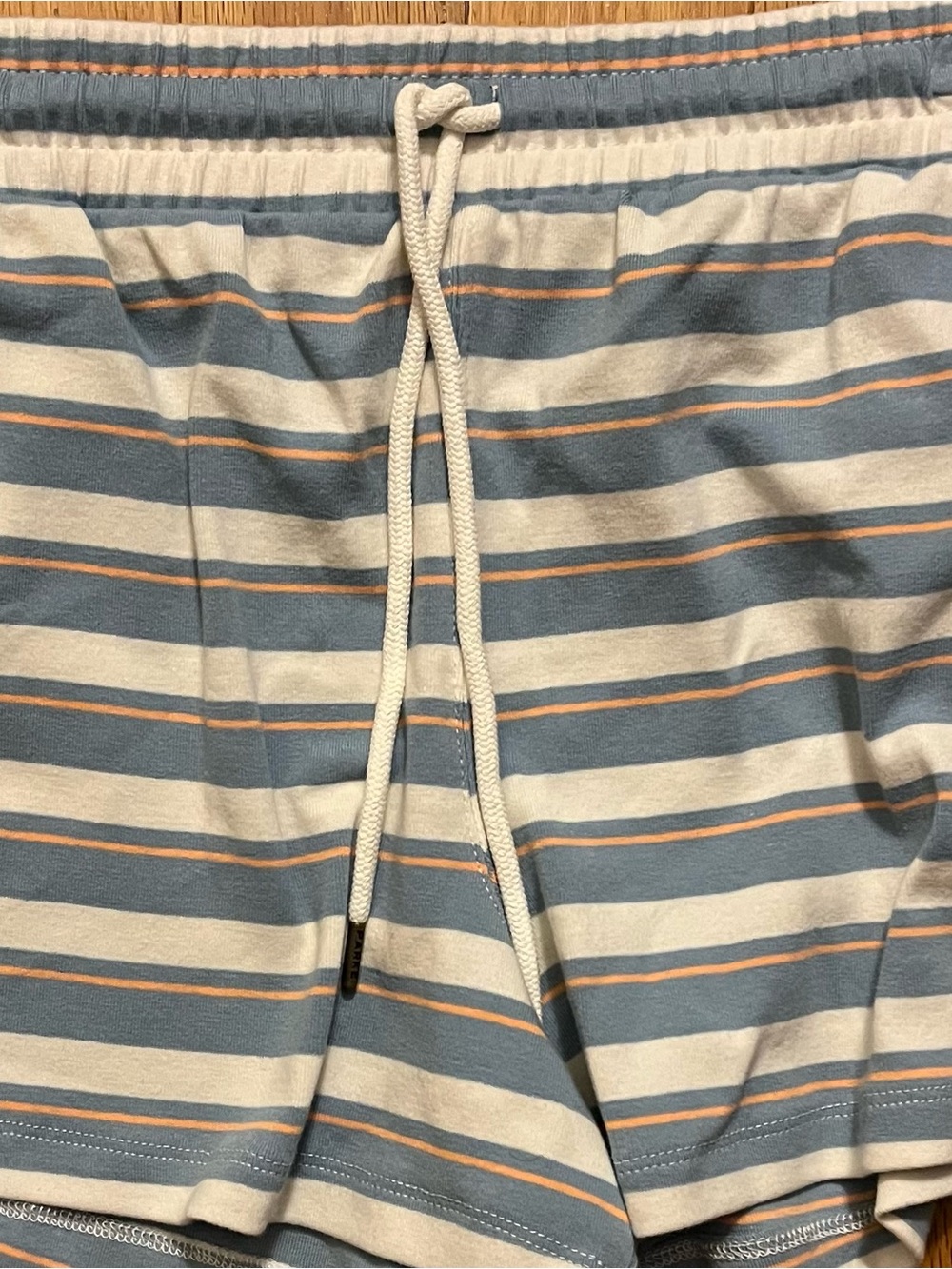 Parke x Target Striped Drawstring Shorts in Blue, Cream & Peach
